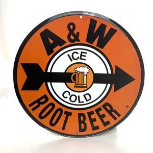 Metal Sign A&W Ice Cold Root Beer 11.75 Round